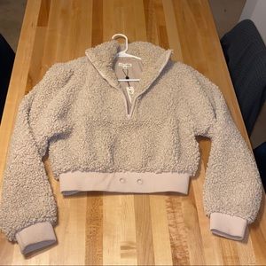 Beige faux fur jacket